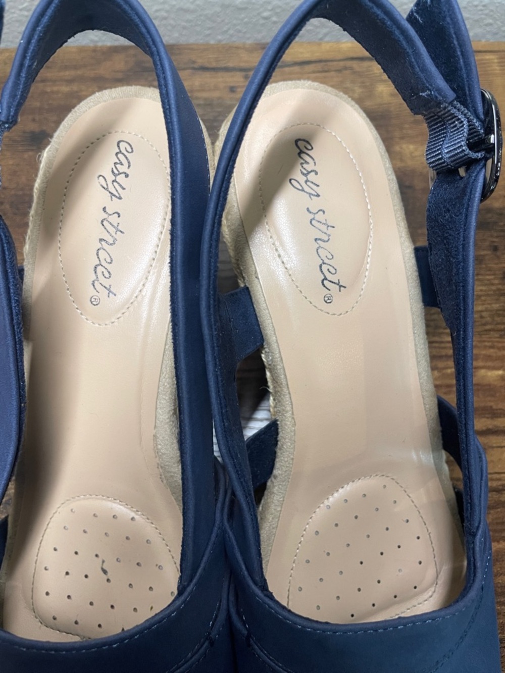 Easy Street Stargaze Size 9W Blue Espadrille Slingback Wedge Sandals - Picture 6 of 8
